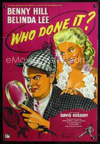 h725 WHO DONE IT English one-sheet movie poster '56 Benny Hill & babe!
