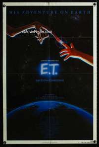 h223 E.T. THE EXTRA TERRESTRIAL one-sheet movie poster '82 Steven Spielberg