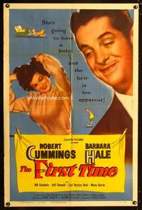 h235 FIRST TIME one-sheet movie poster '52 Robert Cummings, Barbara Hale