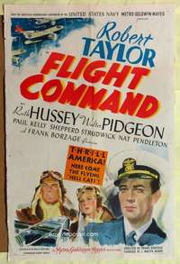 h237 FLIGHT COMMAND style D one-sheet movie poster '40 pilot Robert Taylor!
