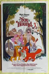 h242 FOX & THE HOUND one-sheet movie poster '81 Walt Disney animals!