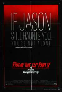 h246 FRIDAY THE 13th 5 one-sheet movie poster '85 Corey Feldman, horror!