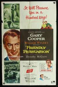 h247 FRIENDLY PERSUASION one-sheet movie poster '56 Gary Cooper, Wyler
