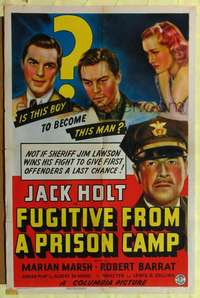 h251 FUGITIVE FROM A PRISON CAMP one-sheet movie poster '40 Jack Holt