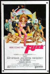h252 FUZZ one-sheet movie poster '72 Burt Reynolds, sexy Raquel Welch!