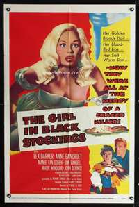 h262 GIRL IN BLACK STOCKINGS one-sheet movie poster '57 sexiest Van Doren!