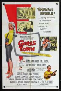 h265 GIRLS TOWN one-sheet movie poster '59 Mamie Van Doren, Mel Torme