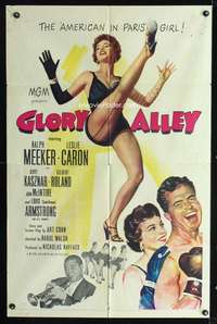 h268 GLORY ALLEY one-sheet movie poster '52 boxer Ralph Meeker, sexy Caron!