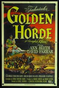 h276 GOLDEN HORDE one-sheet movie poster '51 Genghis Khan, Ann Blyth