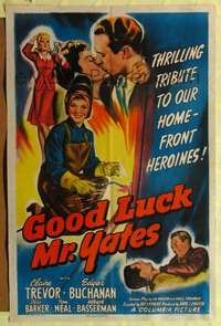 h281 GOOD LUCK MR YATES one-sheet movie poster '43 art of female welder!
