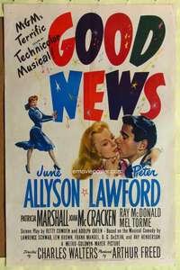 h282 GOOD NEWS one-sheet movie poster '47 June Allyson, Peter Lawford