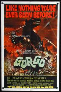 h285 GORGO one-sheet movie poster '61 great Joseph Smith monster artwork!