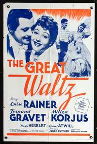 h296 GREAT WALTZ one-sheet movie poster R62 Luise Rainer, Gravet, Korjus