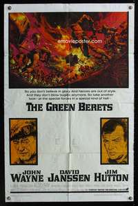 h299 GREEN BERETS one-sheet movie poster '68 John Wayne, David Janssen