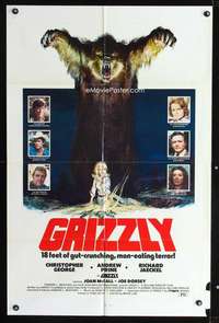 h302 GRIZZLY one-sheet movie poster '76 Neal Adams grizzly bear artwork!
