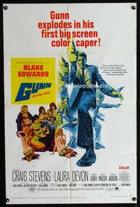 h307 GUNN one-sheet movie poster '67 Blake Edwards, Craig Stevens