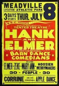 h317 HANK & ELMER JULY 8TH one-sheet movie poster c26 early radio comics!