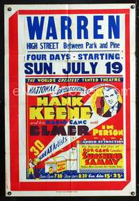 h318 HANK KEENE & HIS RADIO GANG one-sheet movie poster c25 Sunshine Sammy