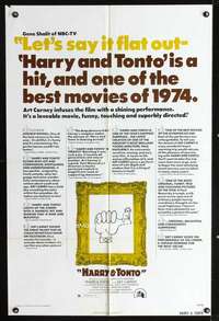 h324 HARRY & TONTO reviews one-sheet movie poster '74 Paul Mazursky