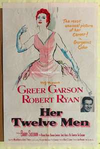 h329 HER TWELVE MEN one-sheet movie poster '54 Greer Garson, Robert Ryan