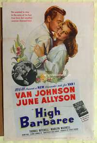 h330 HIGH BARBAREE one-sheet movie poster '47 June Allyson, Van Johnson