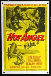 h335 HOT ANGEL one-sheet movie poster '58 teenage hot rod rebel gangs!