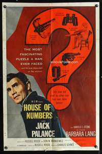h338 HOUSE OF NUMBERS one-sheet movie poster '57 two Jack Palances!