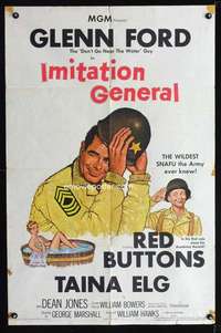 h346 IMITATION GENERAL one-sheet movie poster '58 Glenn Ford, Red Buttons