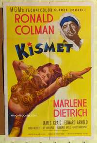 h371 KISMET style D one-sheet movie poster '44 sexy Marlene Dietrich!
