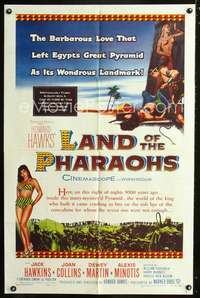 h376 LAND OF THE PHARAOHS one-sheet movie poster '55 Joan Collins, Hawks