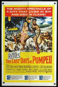 h377 LAST DAYS OF POMPEII one-sheet movie poster '60 Steve Reeves