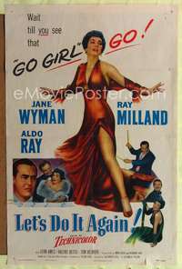 h383 LET'S DO IT AGAIN one-sheet movie poster '53 go go girl Jane Wyman!