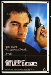 h388 LIVING DAYLIGHTS teaser one-sheet movie poster '86 Dalton as Bond!