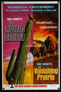 h389 LIVING DESERT/VANISHING PRAIRIE one-sheet movie poster '71 Walt Disney