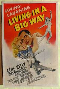 h390 LIVING IN A BIG WAY one-sheet movie poster '47 Gene Kelly, McDonald