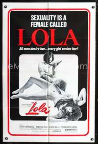 h391 LOLA one-sheet movie poster '74 sexuality is a female called Lola!