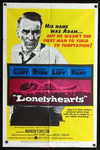h392 LONELYHEARTS one-sheet movie poster '59 Montgomery Clift, Ryan, Loy