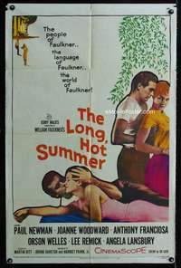 h395 LONG, HOT SUMMER one-sheet movie poster '58 Paul Newman, Woodward