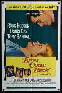 h406 LOVER COME BACK one-sheet movie poster '62 Rock Hudson, Doris Day