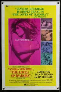 h407 LOVES OF ISADORA one-sheet movie poster '69 sexy Vanessa Redgrave!