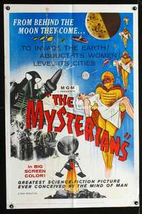 h503 MYSTERIANS MGM 1sh '59 Ishiro Honda, they're abducting Earth's women & leveling its cities!