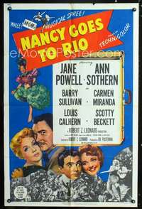 h505 NANCY GOES TO RIO one-sheet movie poster '50 Jane Powell, Ann Sothern