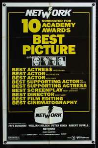h508 NETWORK one-sheet movie poster '76 10 Academy Award nominations!