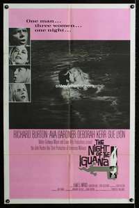 h516 NIGHT OF THE IGUANA one-sheet movie poster '64 Burton, Gardner, Lyon