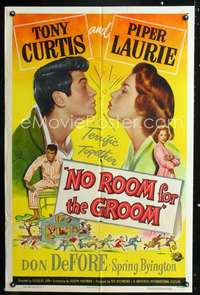 h520 NO ROOM FOR THE GROOM one-sheet movie poster '52 Tony Curtis, Laurie
