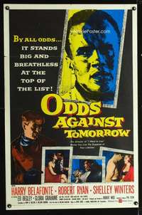 h524 ODDS AGAINST TOMORROW one-sheet movie poster '59 Harry Belafonte, Wise