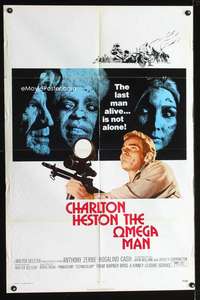 h525 OMEGA MAN one-sheet movie poster '71 Charlton Heston vs zombies!