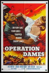 h528 OPERATION DAMES one-sheet movie poster '59 sexiest art of Eve Meyer!