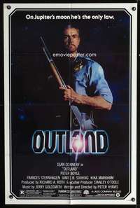 h535 OUTLAND one-sheet movie poster '81 Sean Connery posing with shotgun!