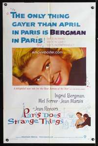 h541 PARIS DOES STRANGE THINGS one-sheet movie poster '57 Ingrid Bergman